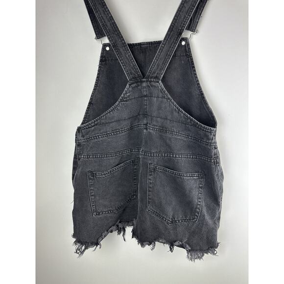Free People Torn Up Denim Cut Off Skirt Overalls Black Denim Jumper 6 / 28 - Picture 13 of 15